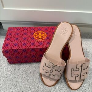 Tory Burch Ines Slide Sandals Size 8.5 Seashell Pink NIB